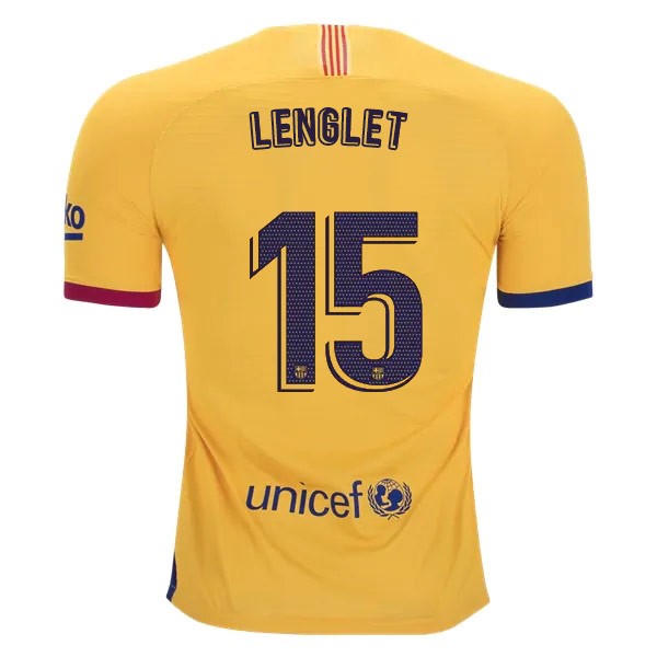 Camiseta Barcelona NO.15 Lenglet 2ª 2019-2020 Amarillo